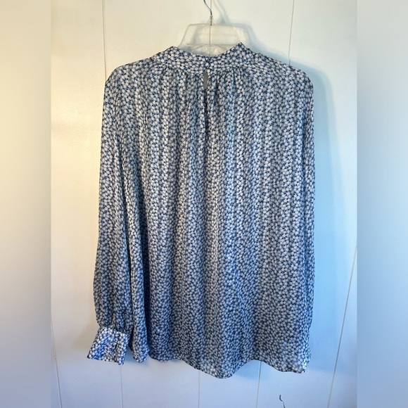 H & M Floral White and Blue Flowy Blouse Women’s Size XXL - Picture 5 of 10